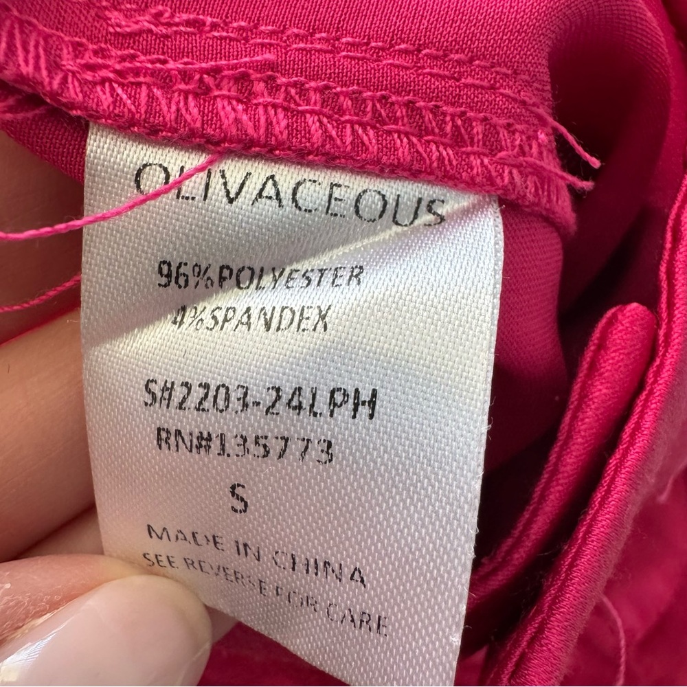 Olivaceous Pink Satin Flowy Straight Leg Pants. Size Small - Picture 7 of 9